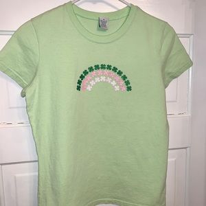 Girl’s Green Shamrock St. Patrick’s Day Tee Size M